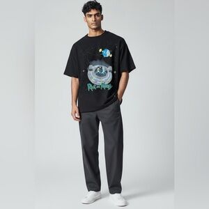 Rick and Morty Graphic T-Shirt with Cartoons- black